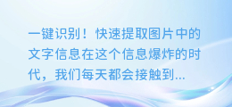 一键识别！快速提取图片中的文字信息