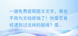 一键免费提取图文文字，再也不用为文档烦恼了！