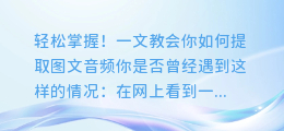 轻松掌握！一文教会你如何提取图文音频