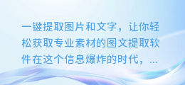 一键提取图片和文字，让你轻松获取专业素材的图文提取软件