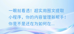 一眼就看透！超实用图文提取小程序，你的内容管理新帮手！