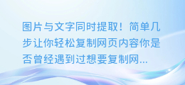 图片与文字同时提取！简单几步让你轻松复制网页内容