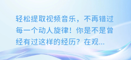 轻松提取视频音乐，不再错过每一个动人旋律！