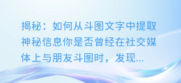 揭秘：如何从斗图文字中提取神秘信息