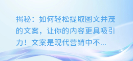 揭秘：如何轻松提取图文并茂的文案，让你的内容更具吸引力！