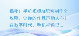 揭秘！手机视频AI配音制作全攻略，让你的作品声动人心！